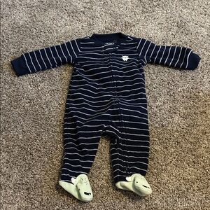 Carter's Navy and White Striped Footed One Piece